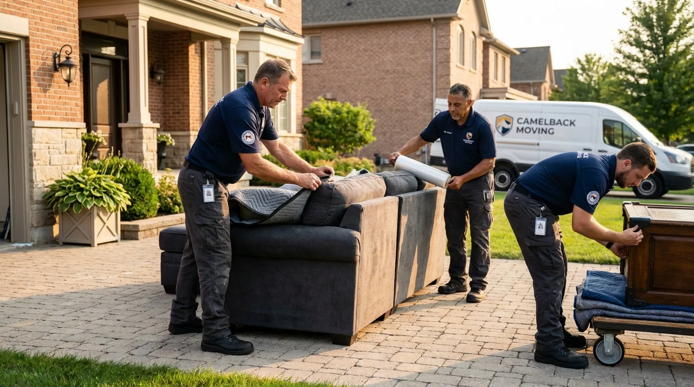 Large estate moving crew wrapping furniture in Hallettsville, TX